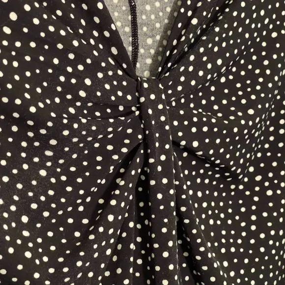 APT 9 Black White Polka Dot Tank Top Knotted V-Neck Sleeveless Plus Size 1X - Picture 3 of 11